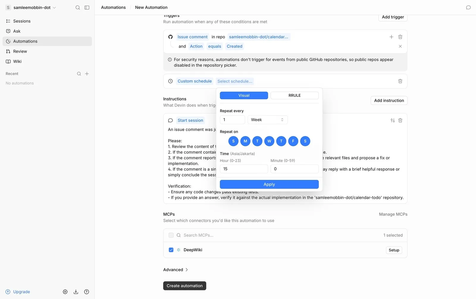 Devin: Automations with trigger, schedule and MCPs