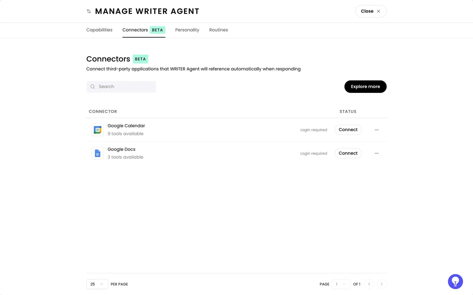 WRITER: Connectors page, “9 tools available”