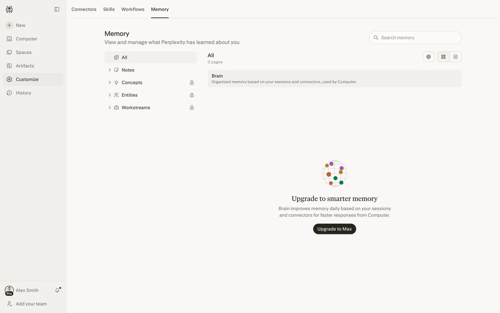 Perplexity: Memory manager (Notes / Concepts / Entities)