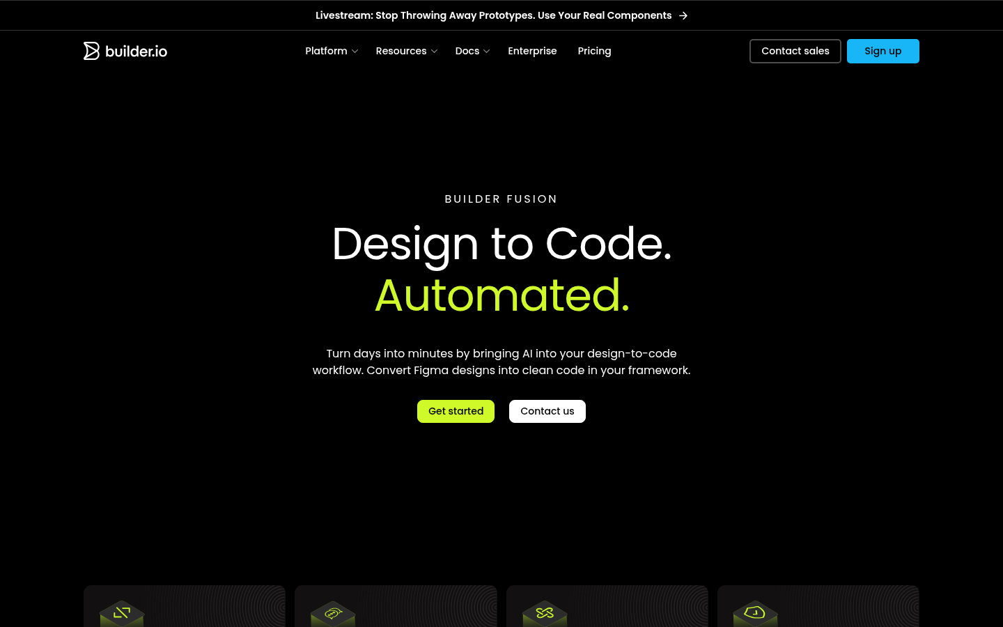 Builder.io Visual Copilot homepage