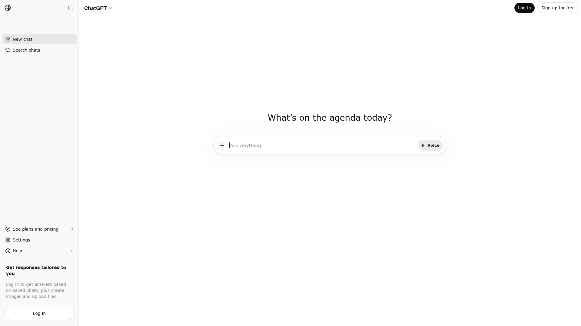 ChatGPT homepage