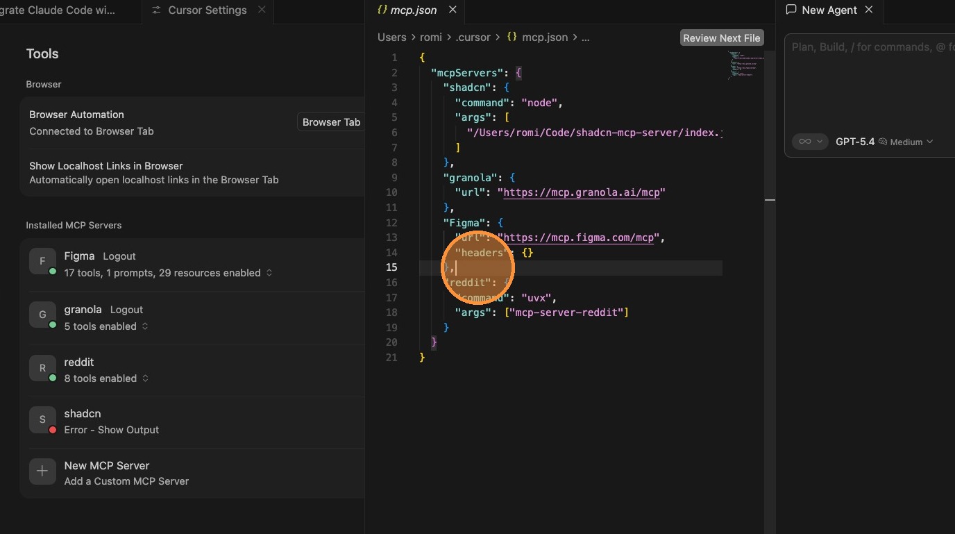 Cursor setup step 3