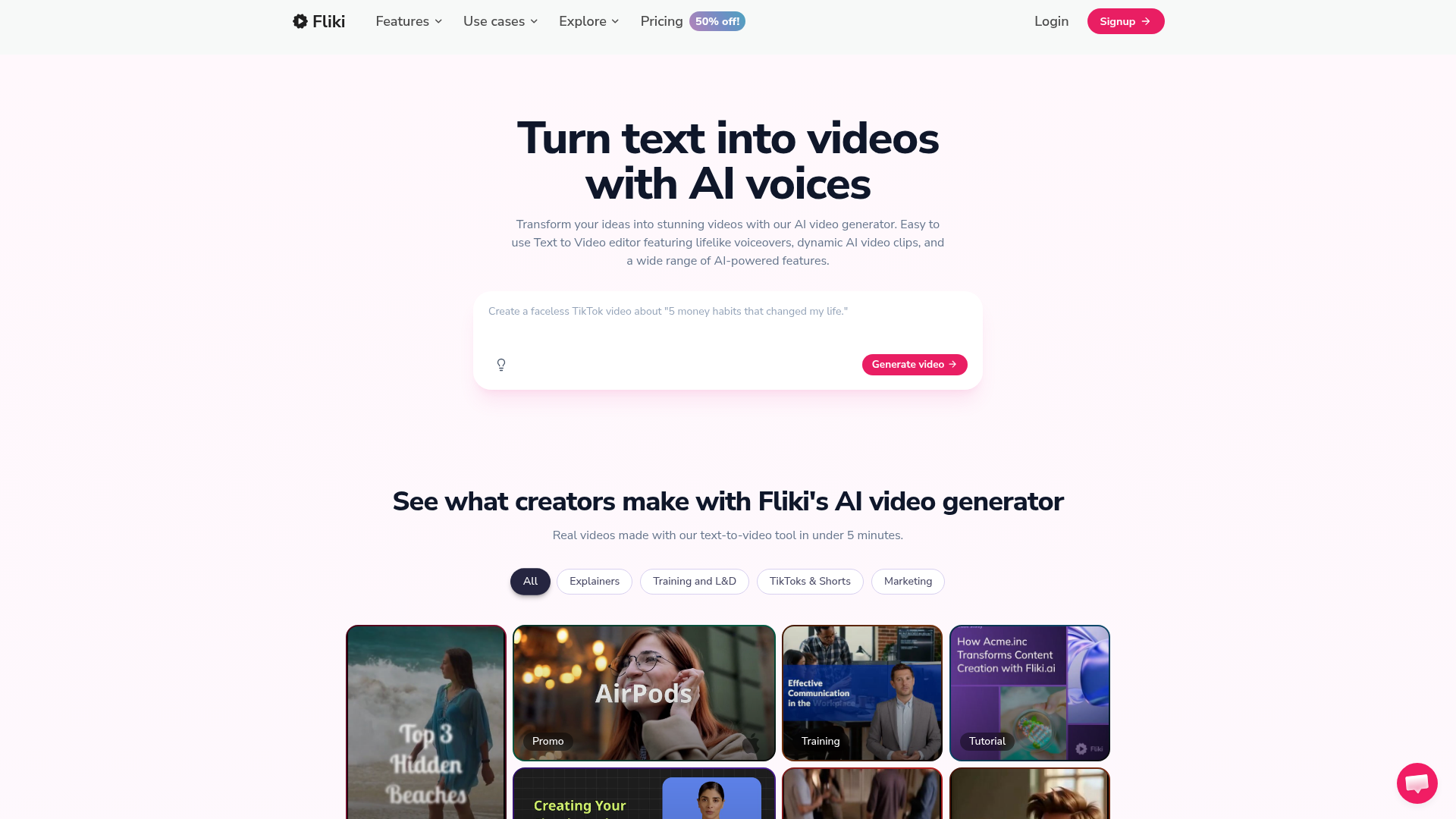 Fliki homepage