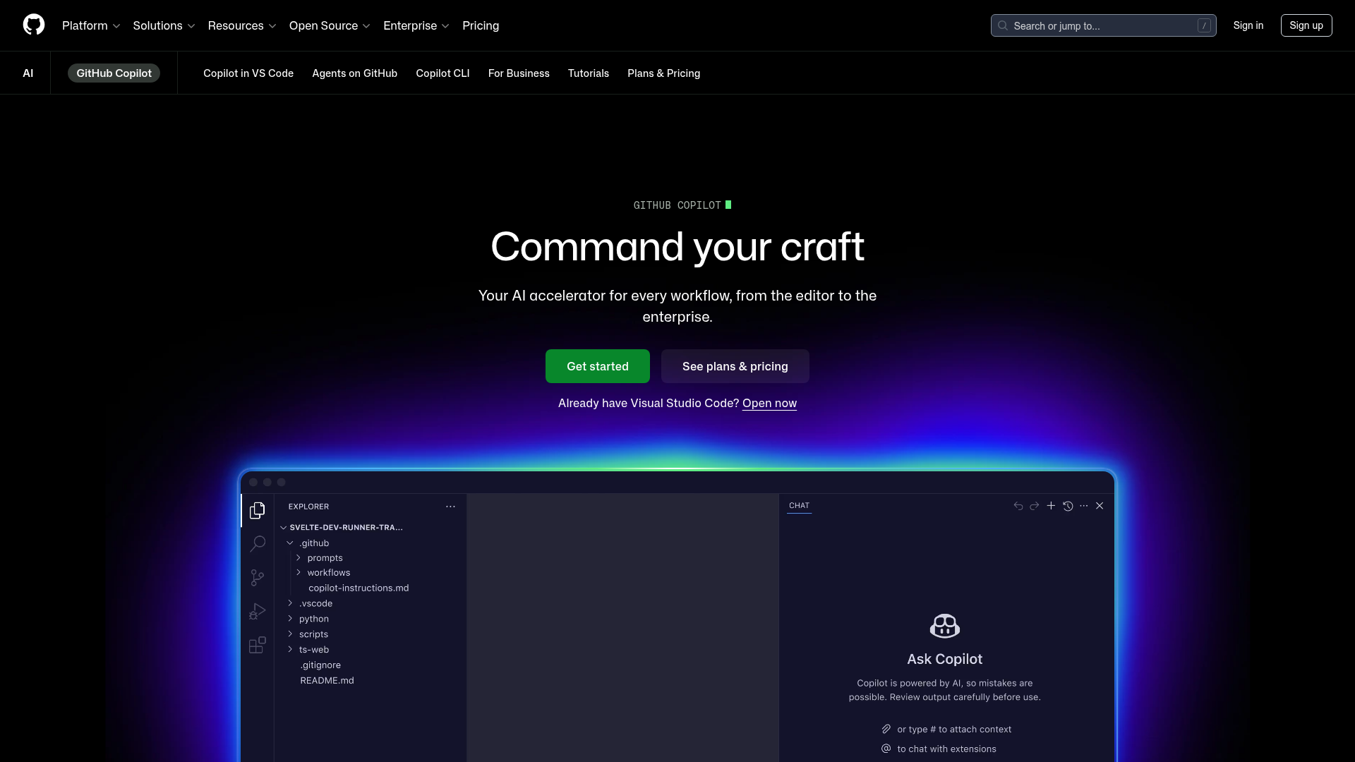 GitHub Copilot homepage