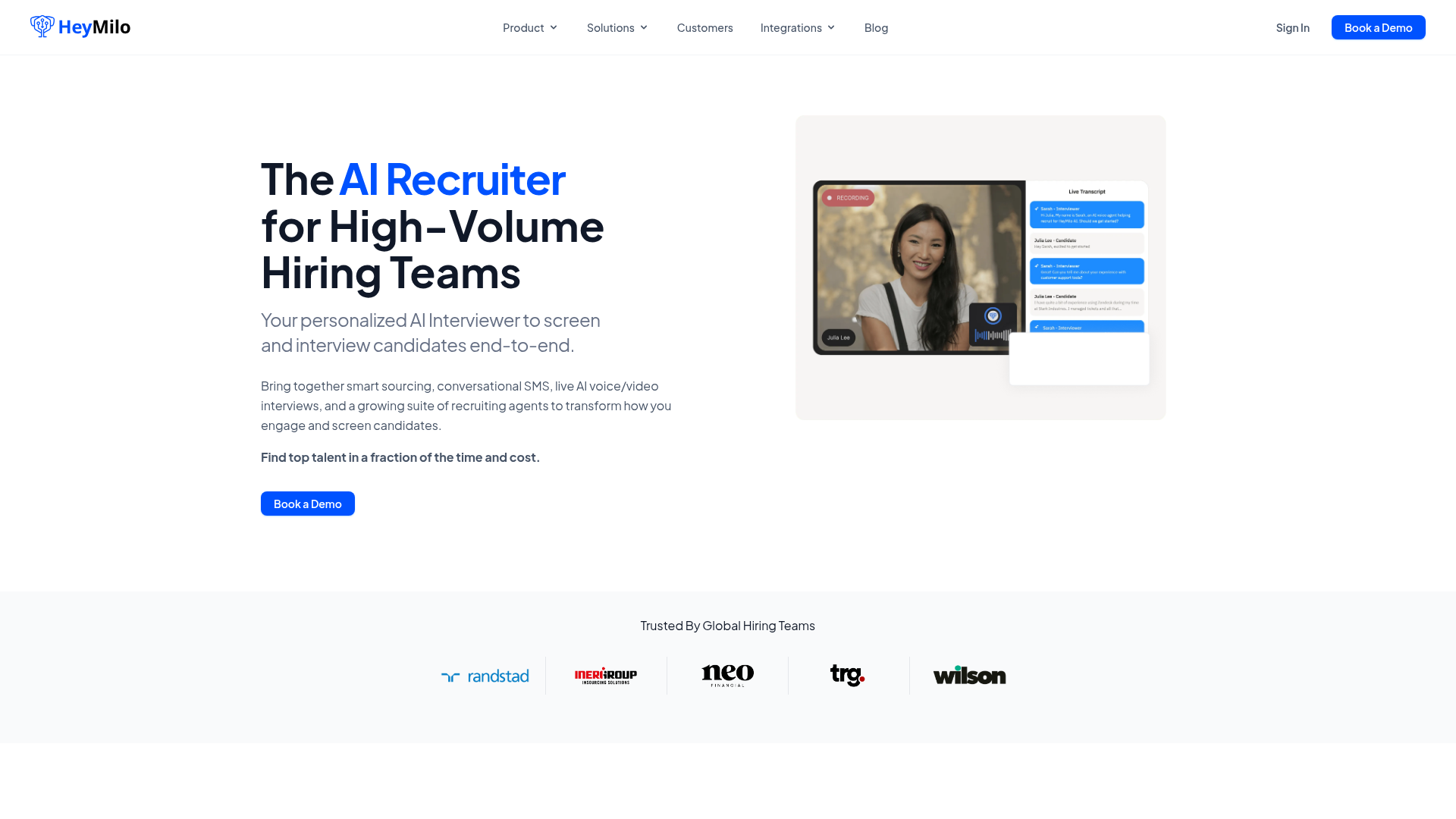 HeyMilo AI homepage