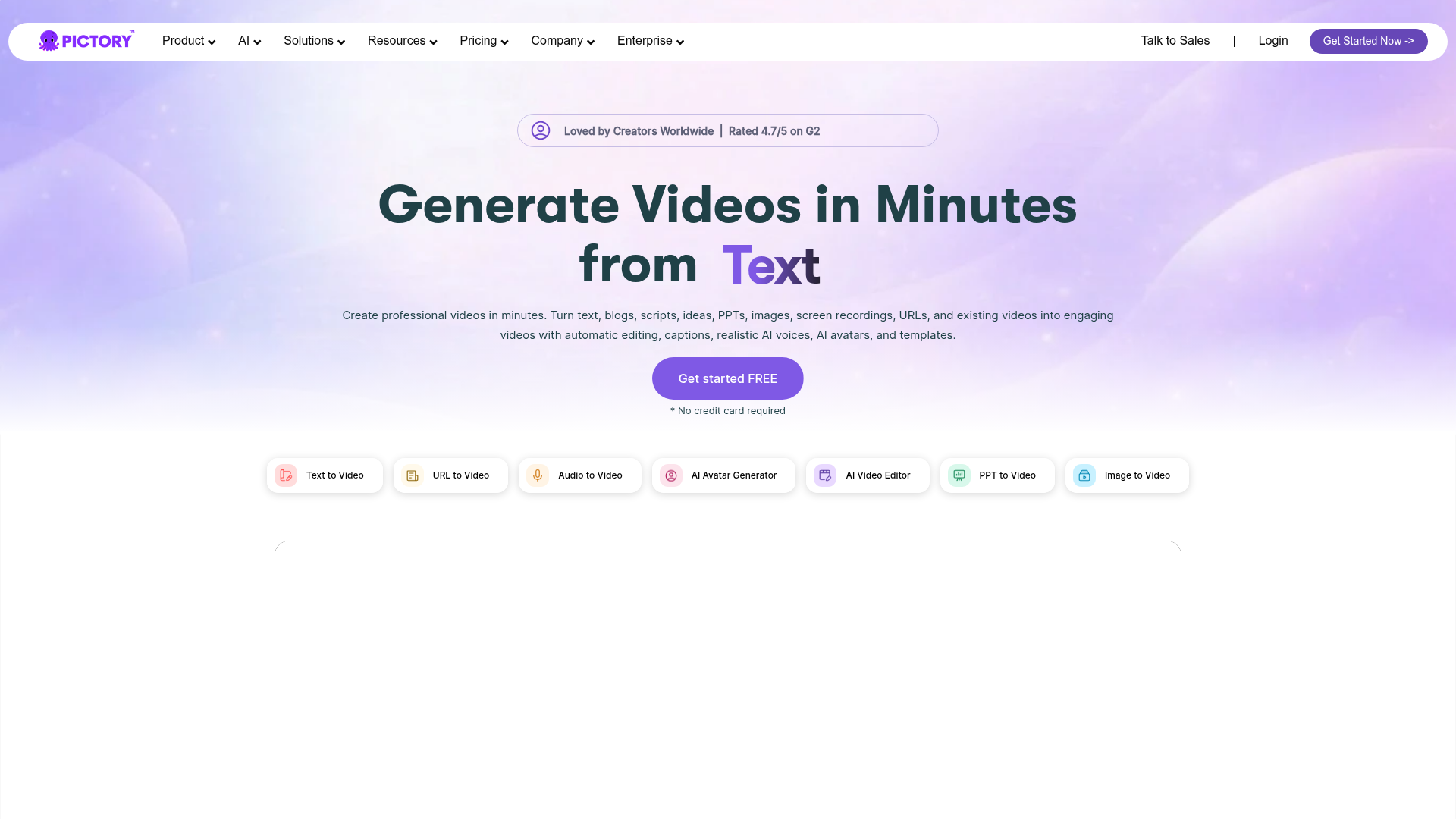 Pictory homepage