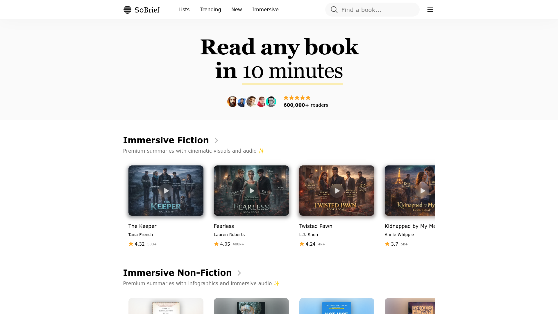 SoBrief homepage