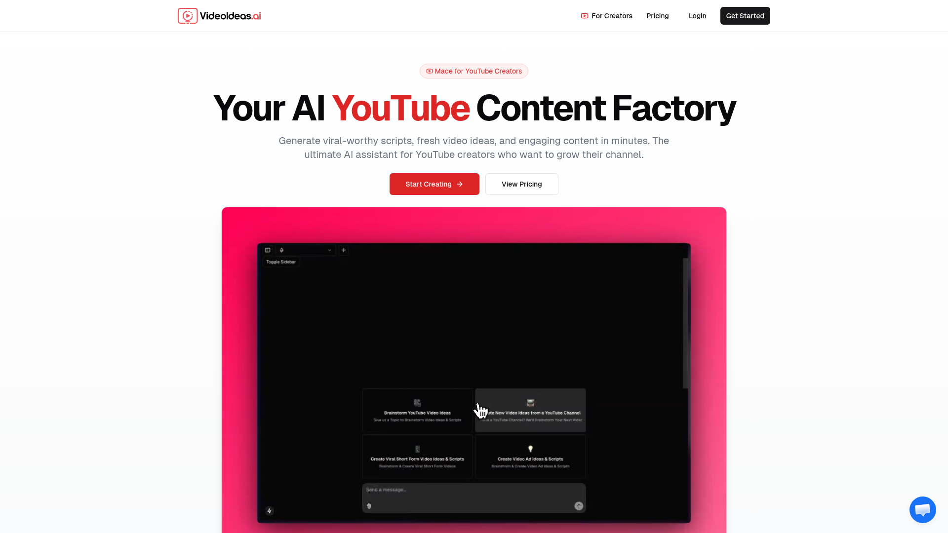 VideoIdeas.ai homepage