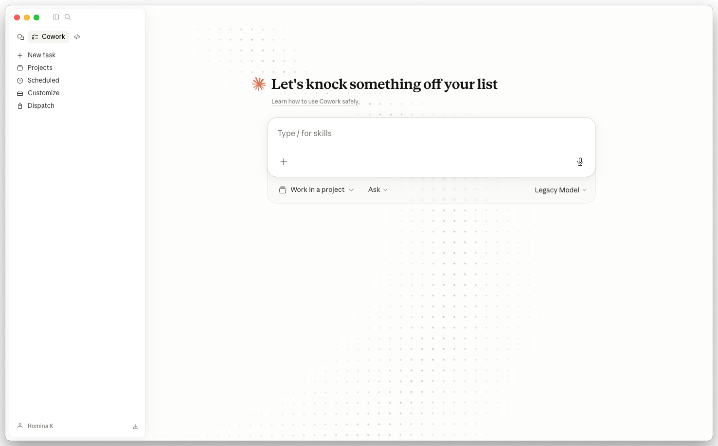 Claude Cowork desktop app, a side panel listing parallel sessions with their current task, status, and recent output, plus a 'new session' button at the top.