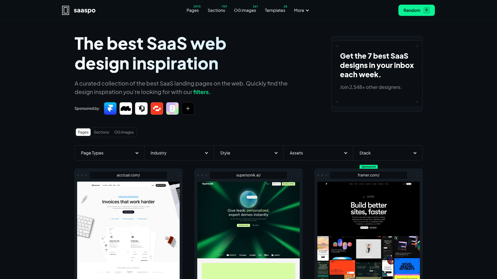 Saaspo — SaaS website design gallery